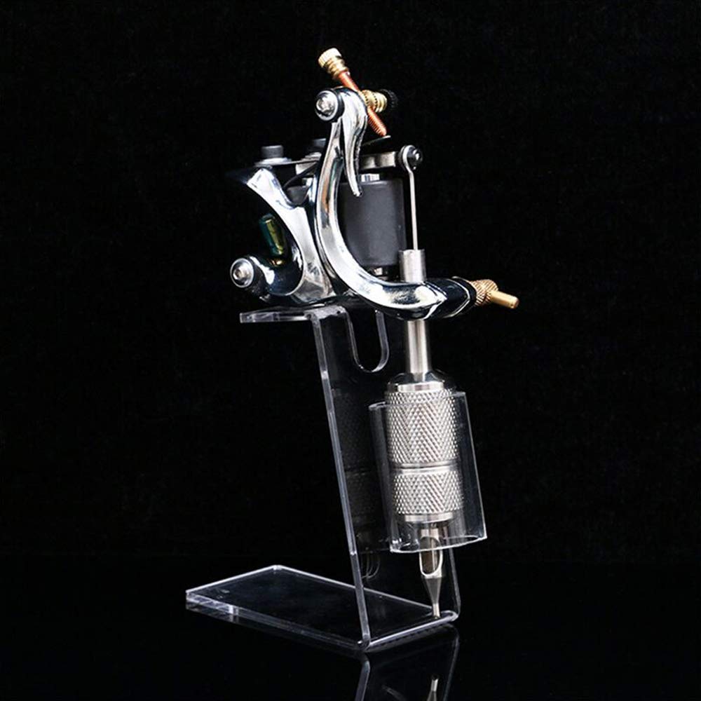 2PCS Tattoo Gun Holder Tattoo Machine Stand Clear Acrylic Coil Tattoo Machine Holder Rack Stand Display Shelf Best for Salon Personal Use