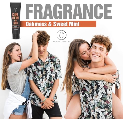 Controlled Chaos Curl Cream for Men - Hair Styling Cream For Wavy and Curly Hair With Shea Butter, Jojoba Oil, Coconut Oil, Add Smoothness, Anti-frizz, Sulfate-Free Curl Cream (3.4oz)