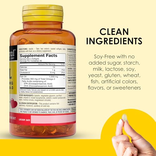 MASON NATURAL Omega-3 Fish Oil, 45-Day Supply, 1000mg with EPA and DHA for Joint Support, 90 Softgels (Pack of 3)