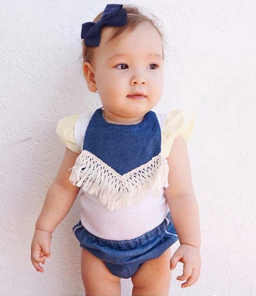 Cherssy Baby Girl Headbands and Hair Bows, 10pcs Stretchy Nylon Hairbands for Newborn, Infant, Toddlers