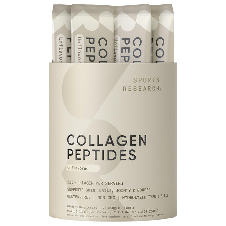 Sports Research Collagen Peptides - Hydrolyzed Type 1 & 3 Collagen Powder Protein Supplement for Healthy Skin, Nails, & Joints - Easy Mixing Vital Nutrients & Proteins, Collagen for Women & Men