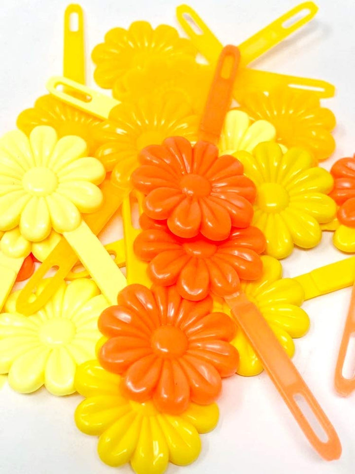 Tara Girls Self Hinge Plastic Flower Hair Barrettes 18 Pieces Selection (Orange Mix)