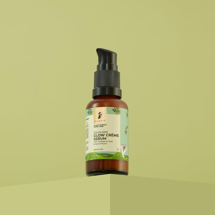 Pilgrim Squalane Glow Crème Serum | with 1% Alpha Arbutin & 4% Niacinamide | Reduces Dark Spots & Acne Scars | Evens Skin Tone & Hydrates | 1.01 Fl Oz (30ml)