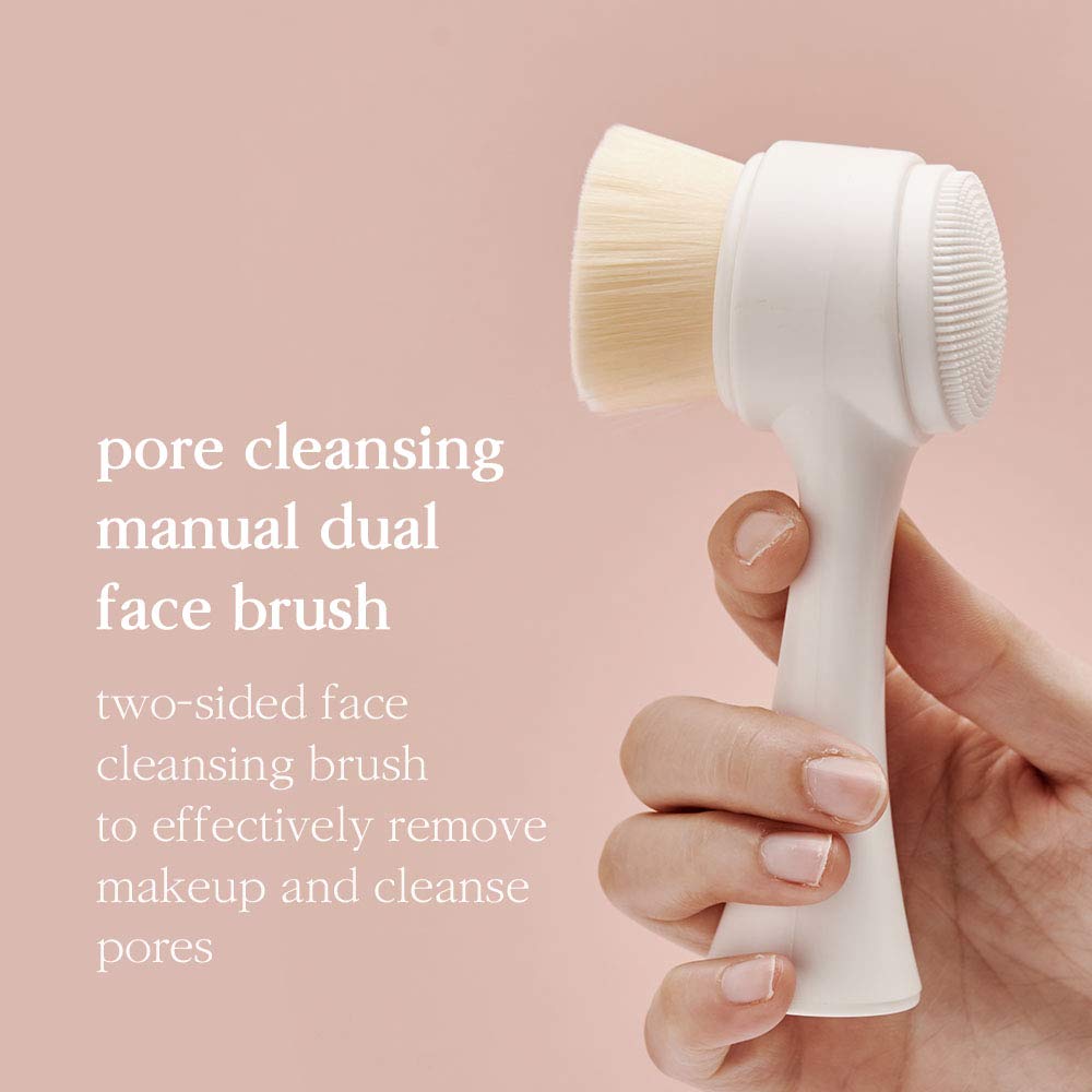 NOONI Pore Cleansing Dual Brush 3.36 ounces, Facial wash brush, Deep ore cleansing, Soft bristle cleansing brush tools, Exfoliate skin, Deep scrubbing tools, Silky and foamy cleanser, Remover makeup
