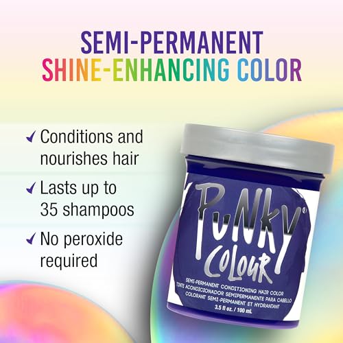 Punky Violet Semi Permanent Conditioning Hair Color | Non-Damaging Hair Dye | Vegan, PPD and Paraben Free | Vibrant Hair Color | Easy To Use | Lasts Up To 35 washes | 3.5oz