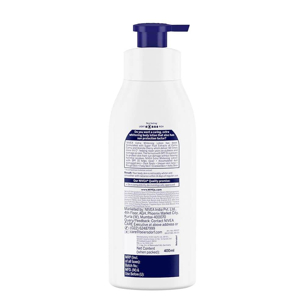 Nivea Body Lotion Natural Glow | Vitamin C SPF 15 | 400ml (13.52 Fl OZ)