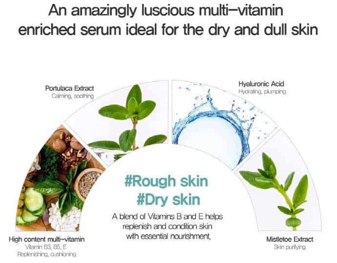 IASO Vitamin Enriched Skin Repair Serum | Highly Concentrated Multivitamin Serum, Vegetable Oils, Korean Skin Care, 1.5 oz