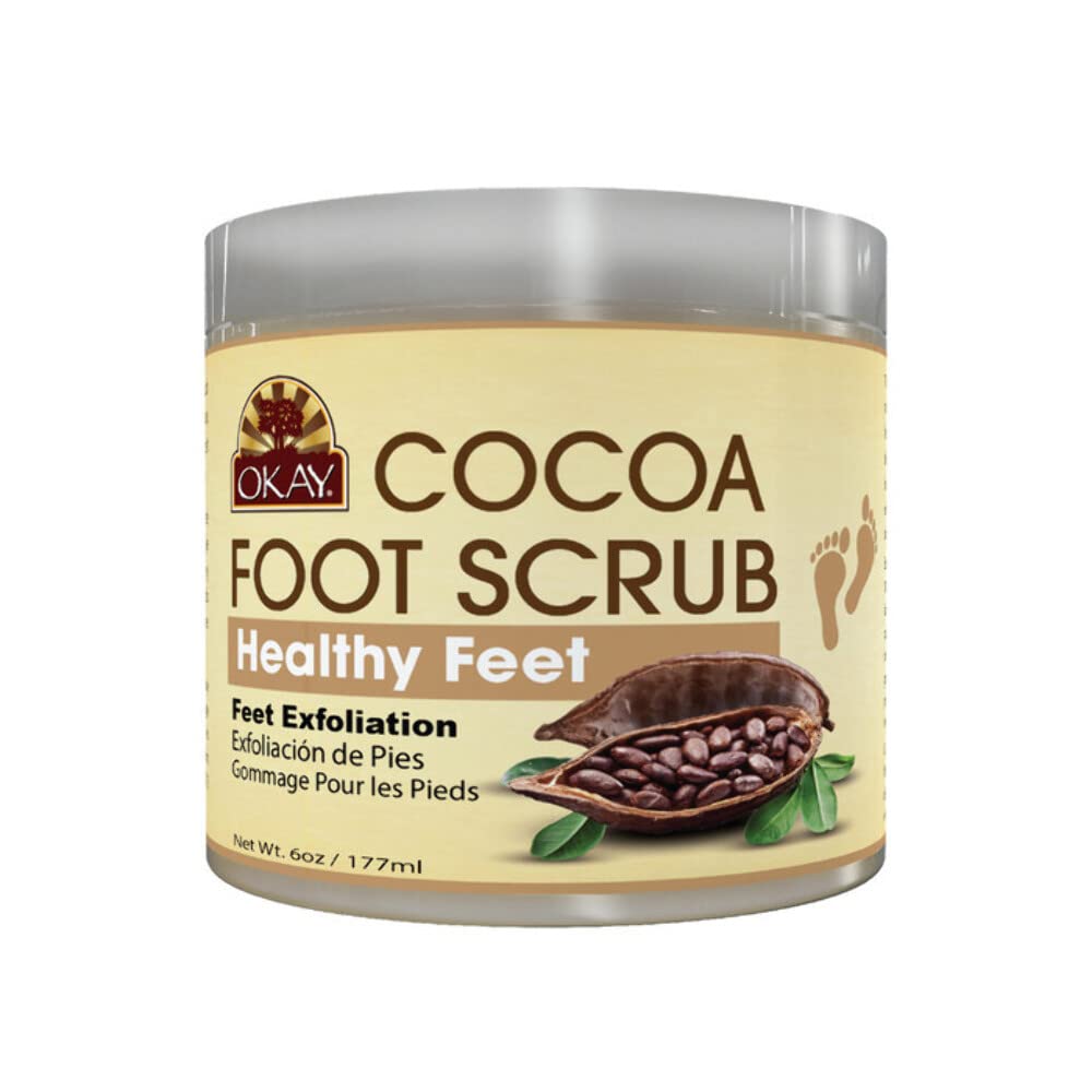 OKAY All Natural Cocoa Butter Foot Scrub, 6 Ounce