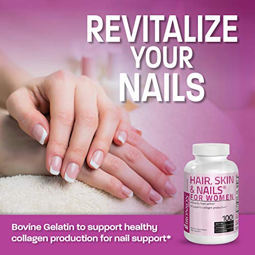 Bronson Hair, Skin & Nails with Biotin Extra Strength Vitamin Supplement for Women, 100 Capsules