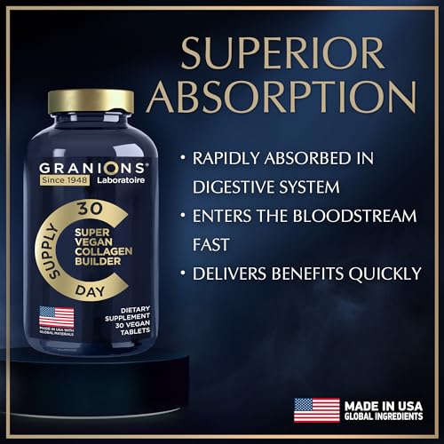 Vegan Collagen Supplements for Women and Men - Plant Based Collagen Boost Tablets - Beauty Booster Vegan Biotin, Hyaluronic Acid, Amino Acids, Organic Collagen Peptides - 30 Collagen Vegan Pills