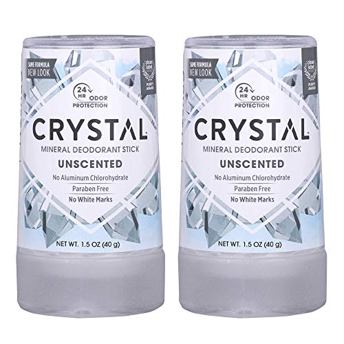 CRYSTAL™ Travel Stick Mineral Deodorant - Unscented Body Deodorant With 24-Hour Odor Protection, Non-Staining & Non-Sticky, Aluminum Chloride & Paraben Free, 1.5 FL OZ – (Pack of 2)