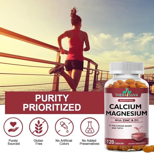 4 in 1 Calcium 1000mg + Magnesium 400mg + D3 + Zinc, Extra Strength, Complex Supplement for Bone and Immune Health. 120 SoftGels, 60 Day Supply