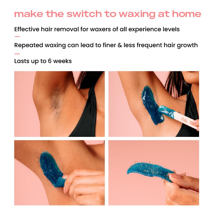 KoluaWax Premium Waxing Kit for Women - Hot Melt Wax Warmer for Hair Removal, Eyebrow, Bikini, Legs, Face, Brazilian & More - Machine + 4-Pack Hard Wax Beads + Accessories, Blush