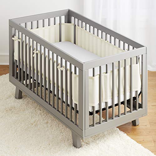 BreathableBaby Breathable Mesh Liner for Full-Size Cribs, Classic 3mm Mesh, Natural Ecru (Size 4FS Covers 3 or 4 Sides)