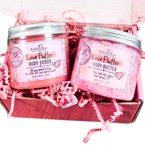 Bella and Bear Love Flutter Gift Set | Body Scrub | Body Butter | Easter gifts or Mothers Day Basket.