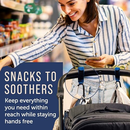 [4 Pack] Stroller Hooks for Bags to Organize Your Day Out - Secure Hold Velcro Stroller Hooks for Hanging Bags - Easy to Attach Stroller Clips for Bags - Portable Stroller Bag Hook - Stroller Hook