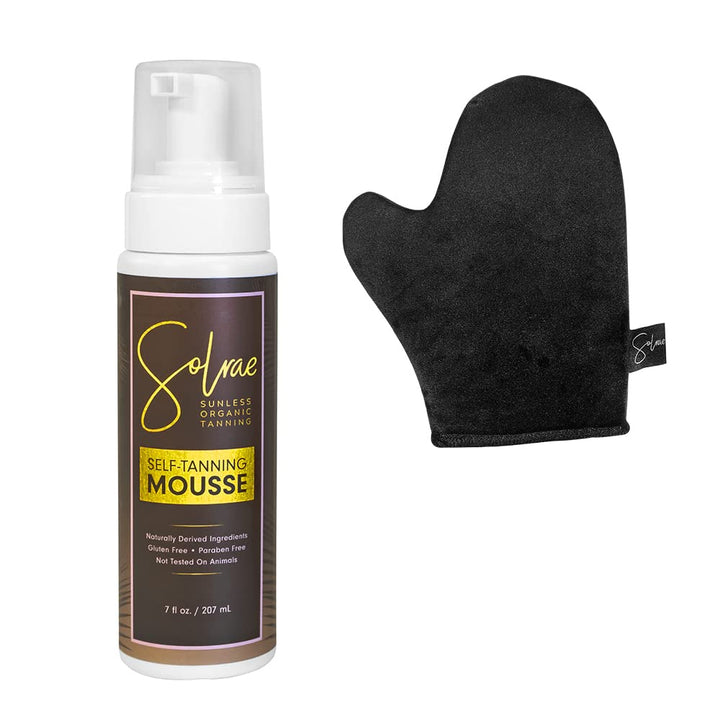 Solrae Sunless Organic Self Tanning Mousse 7 Ounce With Applicator Mitt