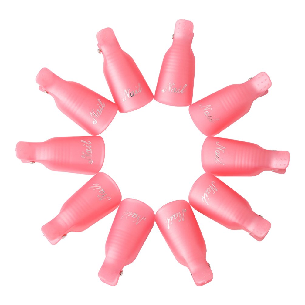 KINGMAS 10 Pieces Plastic Acrylic Nail Art Soak Off Cap Clip UV Gel Polish Remover Wrap Tool