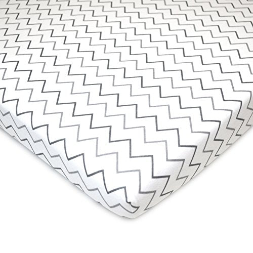 TL Care 2 Pack Fitted Pack N Play Playard Sheet 27 x 39, Soft Breathable Neutral 100% Cotton Jersey Pack and Play Sheet, Navy Whale/Gray Zigzag, for Boys and Girls, Fits Most Mini Crib