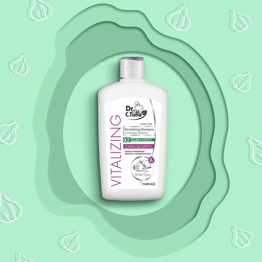 FARMASI Dr. C. Tuna Vitalizing Garlic Shampoo and Hair Mask - Natural Treatment for Hair Growth, Prevents Loss, Stimulates Growth with Capixyl