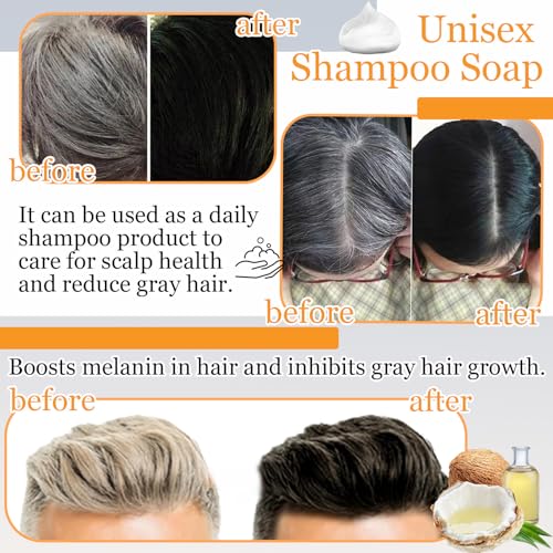 2PCS Black Shampoo Bar Soap,Moisturizing Gray Hair Reverse Soap Bar,Natural Hair Darkening Grey Hair Coverage Shampoo Bar Soap for Men & Women