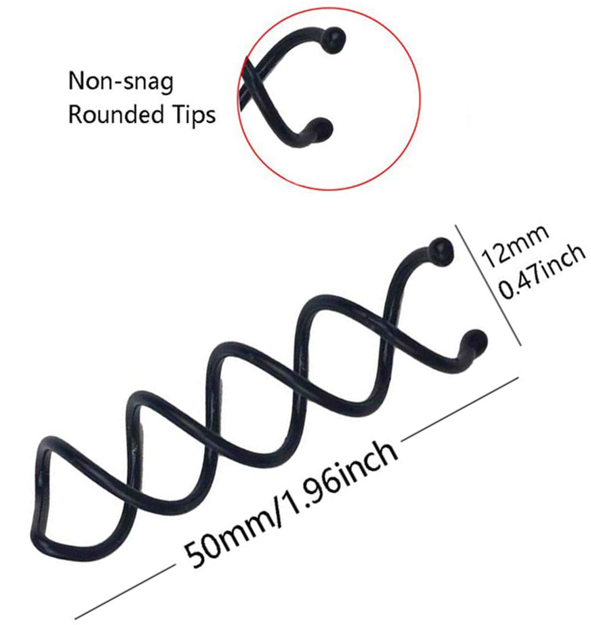 Hyamass 50pcs Non-Scratch Round Tips Spiral Bobby Hair Pins Spin Pins Twist Screw Hair Pins (Black)