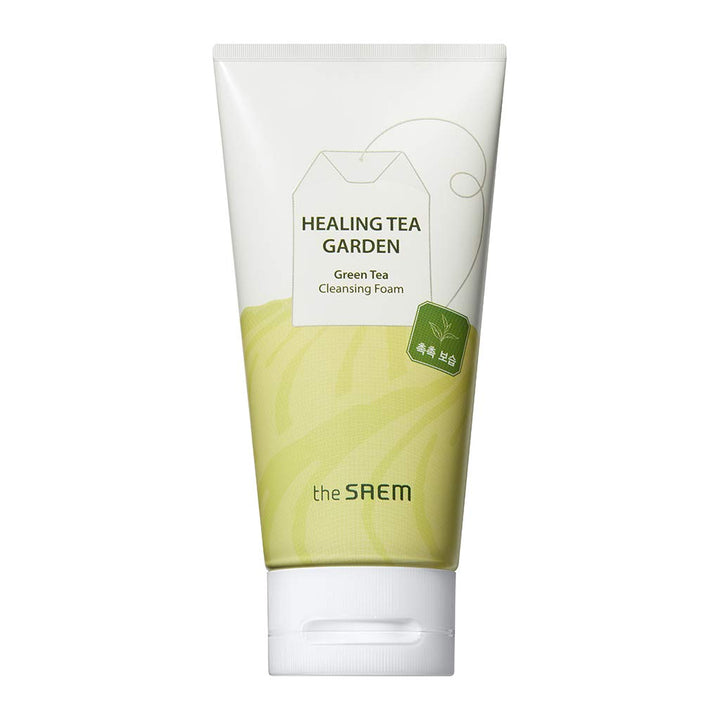 [the SAEM] Healing Tea Garden Greenn Tea Cleansing Foam 150ml - Mild Moisturizing Facial Foam with Rich Bubble, Skin Purifying & Healthy for Tough & Dry Skin
