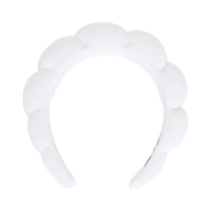 The Crème Shop Cloud Bubble Headband Fiji Clouds, Spa Headband for Washing Face, Skincare Headbands (White)