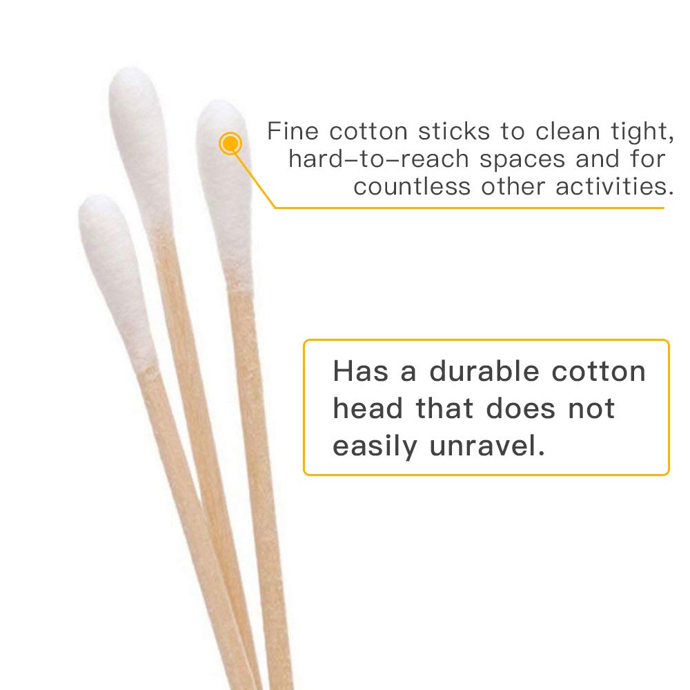 Iebeauty Cotton Swabs Swab Applicator Q-tip 100 Pieces 6 EXTRA LONG Wood Handle STURDY!