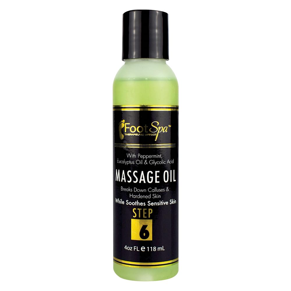 Foot SPA - Massage Oil, with Tea Tree, Pepper Mint, Eucalyptus Oil, 4 Oz - Professional Full Body Massage Therapy, Manicure, Pedicure - Relax Sore Muscles and Repair Dry Skin