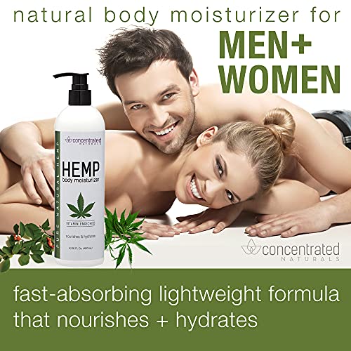 Concentrated Naturals Hemp Body Moisturizer w/Hempseed Oil and Jojoba | Vitamin Enriched | Nourishes & Hydrates 16 Fl Oz