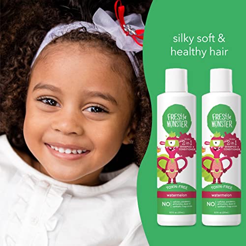 Fresh Monster Toxin-free Hypoallergenic 2-in-1 Kids Shampoo & Conditioner, Watermelon, 2 Count