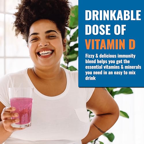 Ener-D Raspberry Multivitamin Drink Powder - Sugar Free Vitamin D3 - Immune & Energy Support - for Men & Women - Zinc, Vitamin B & C, Electrolytes - Vegan, Non-GMO Real Fruit Juice - 24 Servings