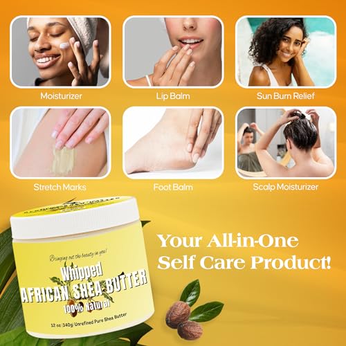 RA Cosmetics Pure Shea Butter, Unscented - 12oz | 100% Pure and Natural African Shea Butter for Men & Women - Handcrafted Moisturizer with Essential Vitamins for Radiant Skin, Thicker Hair & Soft Lips