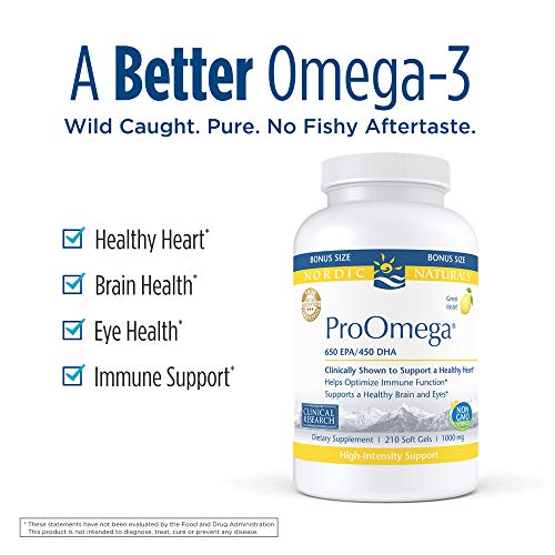 Nordic Naturals ProOmega, Lemon Flavor - 210 Soft Gels - 1000 mg Omega-3 - High-Potency Fish Oil with EPA & DHA - Promotes Brain, Eye, Heart, & Immune Health - Non-GMO - 105 Servings