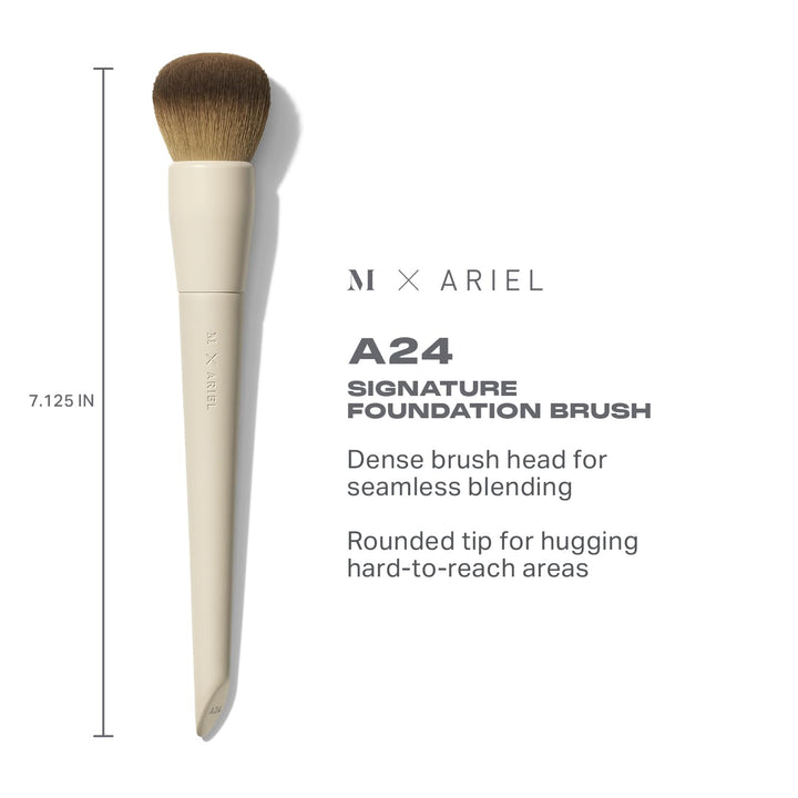 Morphe x Ariel Sunkissed Skin Duo - Makeup Brush Set Including A24 Signature Foundation & A58 Cream Contour Brushes - Professional Makeup Tools for Flawless Blending & Sculpting (2 Piece Set)