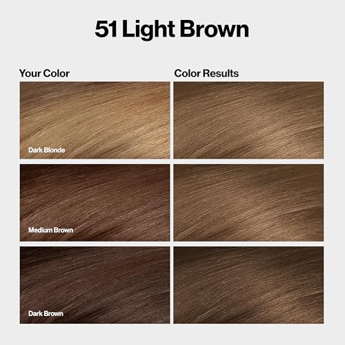 Revlon ColorSilk with Bond Repair Complex, Brown Permanent Hair Color, 100% Gray Coverage, Ammonia Free Hair Dye, Vegan Keratin, 51 Light Brown (Pack of 3)