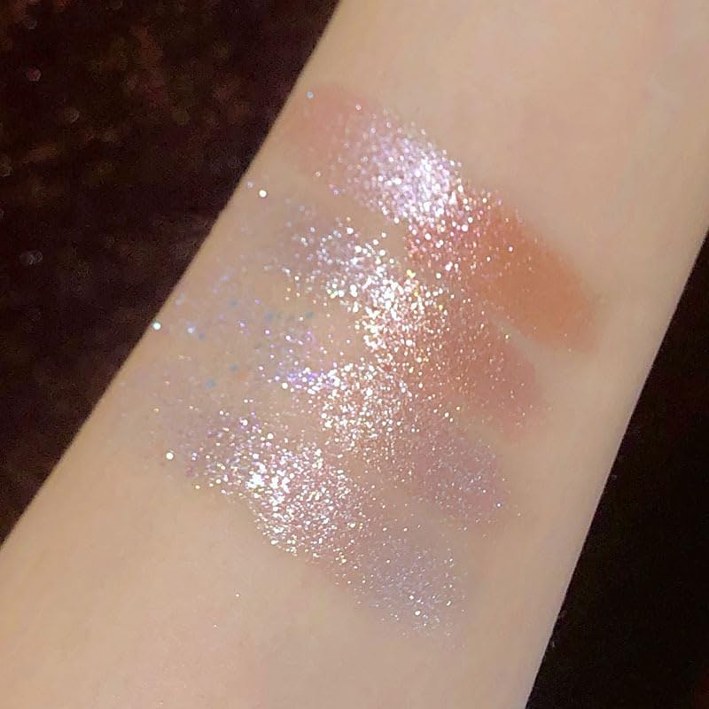 9 Colors Glitter Shimmer Eyeshadow Makeup Palette, Korean Sparkle Neutral Eye Shadow Palettes Highly Pigmented Long Lasting Waterproof Blendable sombras para ojos Pink White Golden Brown Eye Glitter