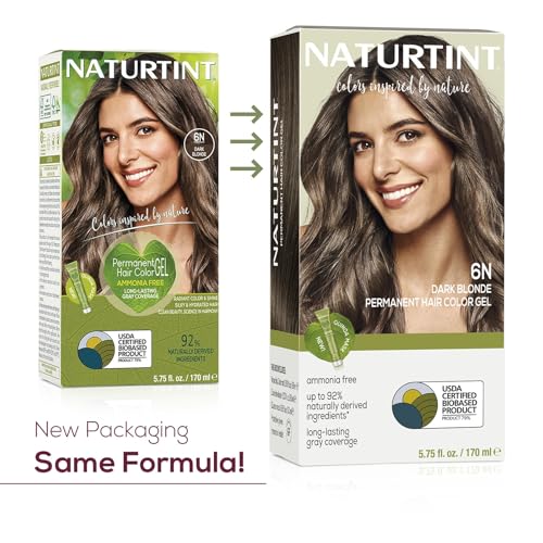 Naturtint 6N Dark Blonde Permanent Hair Color (Pack of 1), Ammonia Free, Vegan, Cruelty Free, up to 100% Gray Coverage, Long Lasting Results (Packaging may vary)