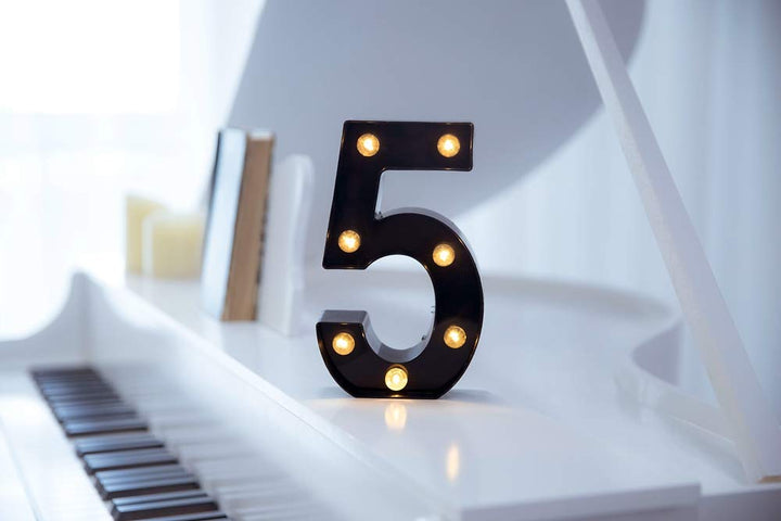 Foaky Black LED Marquee Number Lights Sign Light Up Marquee Number Lights Sign for Night Light Wedding Birthday Party Battery Powered Christmas Lamp Home Bar Decoration