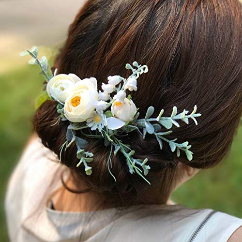 FIDDY898 Floral Crown Green Head Piece Bridal Accessories Wedding Crown (Head-Comb)