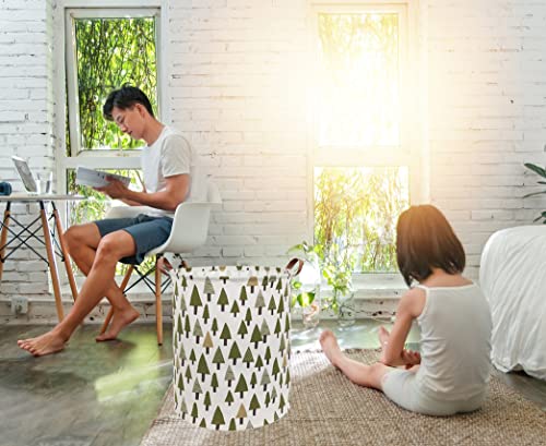 Sanjiaofen Large Storage Bins,Canvas Fabric Laundry Basket Collapsible Storage Baskets for Home,Office,Toy Organizer,Home Decor (Tree)