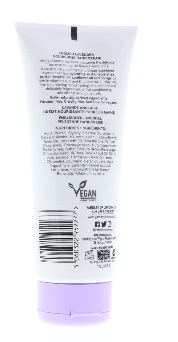 Yardley of London English Lavender Hand and Nail Cream for Women, 3.4 Ounce