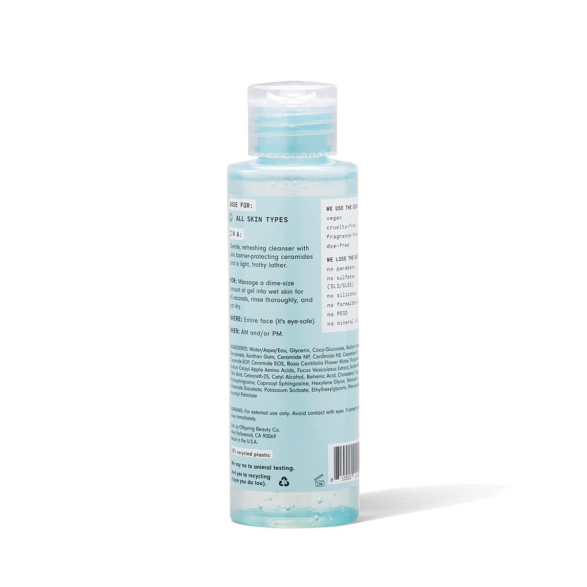 Versed Wash It Out Gel Face Cleanser - Mild, Non-Stripping Gentle Gel Facial Wash with Nourishing Rosewater and Moisturizing Ceramides - Vegan (4 fl oz)