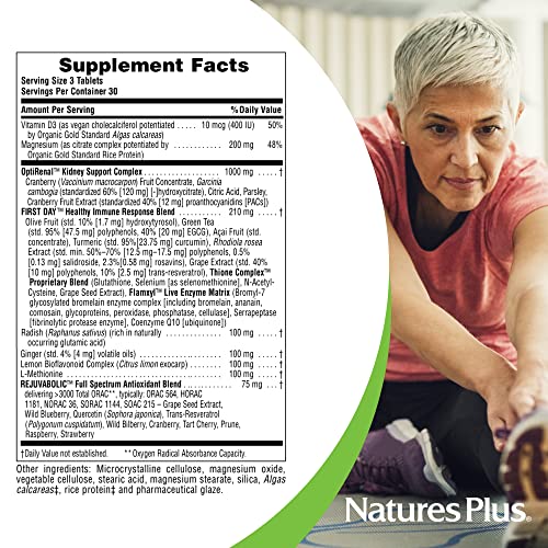 Natures Plus AgeLoss Kidney Support - 90 Tablets - with Vitamin D3 & Magnesium - Vegetarian, Gluten Free - 30 Servings