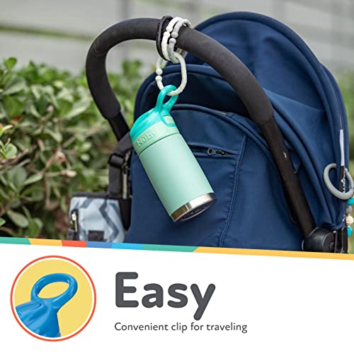 Nuby Thirsty Kids No Spill Flip-It Reflex Stainless Steel Travel Cup or Water Bottle - 10 Oz - Aqua Mint Thirsty Kids Reflex Flip-it 2 Pack Replacement Spout and Extension Straw Sets