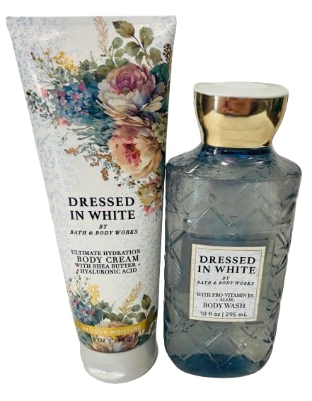 Bath & Body Works Dressed in White Ultimate Hydration Body Cream and Body Gel Wash 2 Piece Set