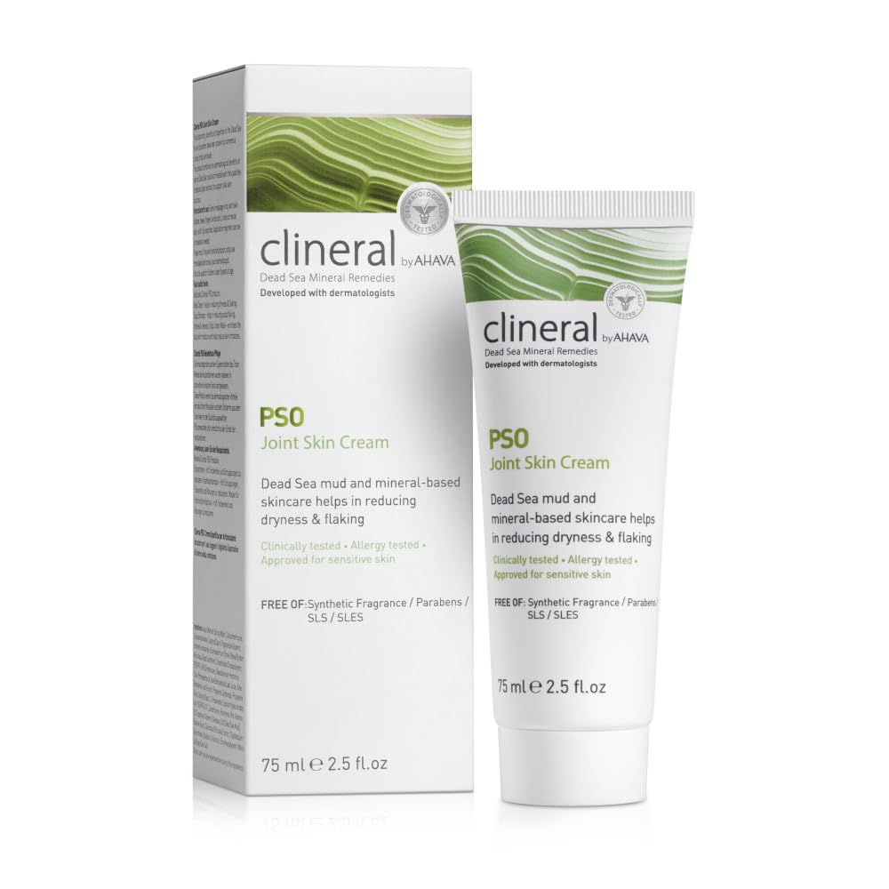 AHAVA Clineral Pso Joint Skin Cream - Reduce joint skin irritation, alleviates dryness & irritations, hydrates areas around the joints, with Osmoter, Dead Sea Mud & Aloe Vera & Shea Butter, 2.5 Fl Oz