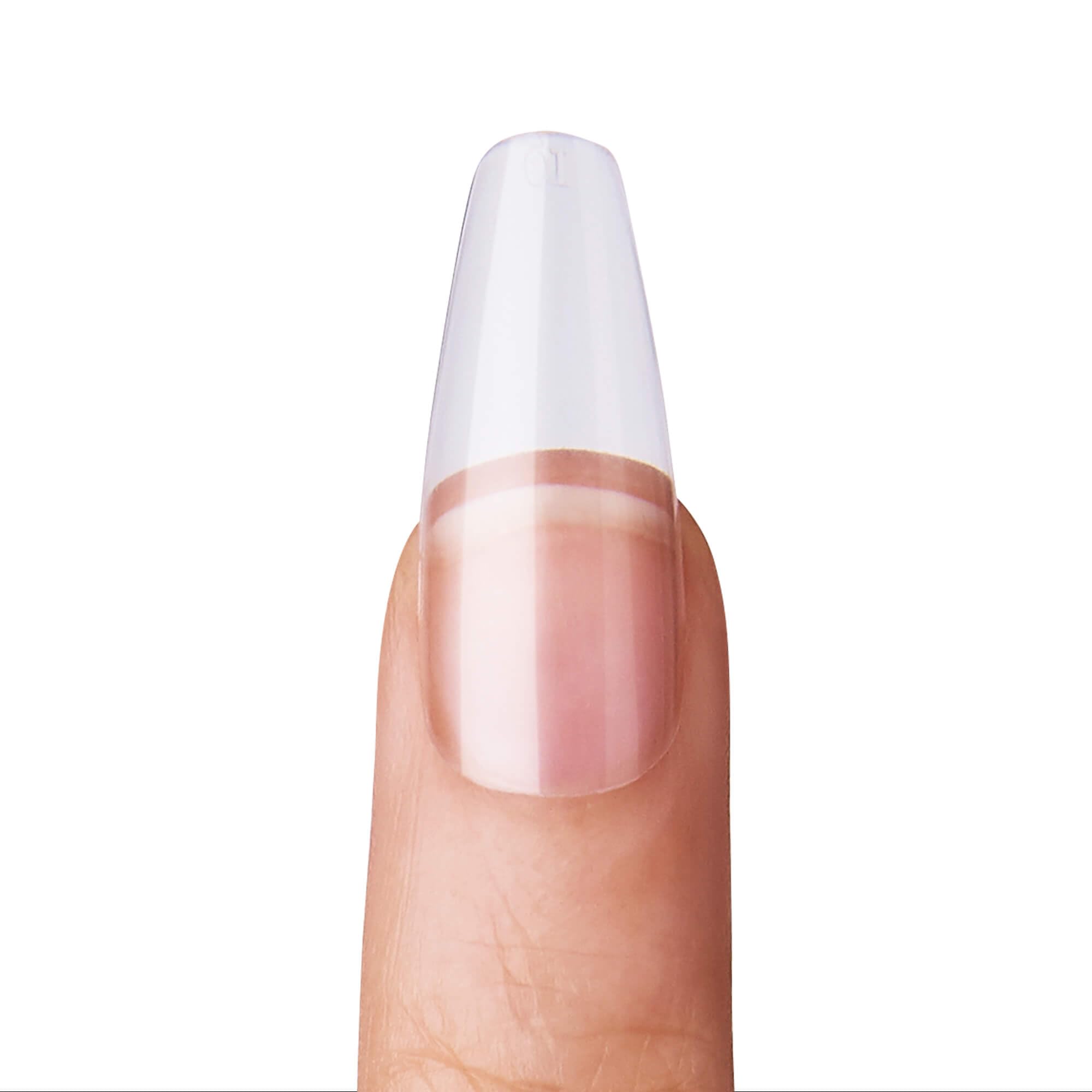 KISS Salon Acrylic Natural Nails, Clear Tip, Long, Ultra-Smooth Finish, DIY At-Home Manicure Kit with Pink Gel Nail Glue, Mini File, Manicure Stick, and 28 Nails in 14 sizes