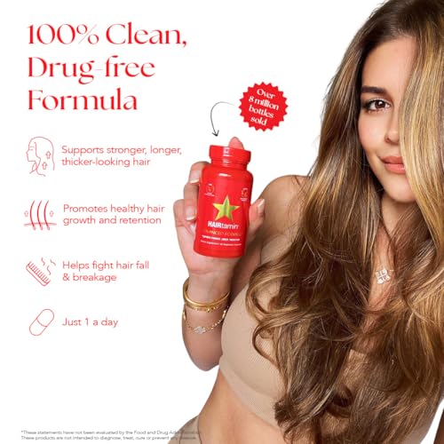 HAIRtamin Vegan Hair Vitamins for Faster Growth | All Natural Biotin Capsules to Support Healthy Hair, Skin and Nails | May Reduce Loss & Thinning | 30 Capsules (1)